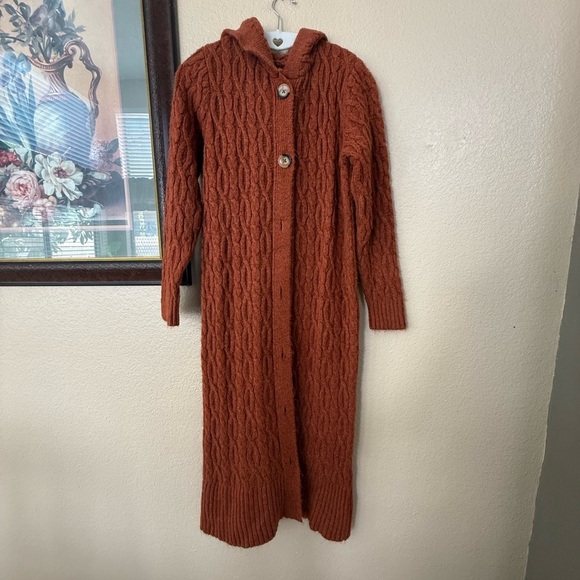by Anthropologie Hooded Cable Knit Long Cardigan Size XSmall - Picture 3 of 6